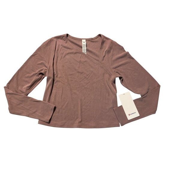 Lululemon Soft Ribbed Asymmetrical Long Sleeve Top Twilight Rose Size 12 - Picture 1 of 2